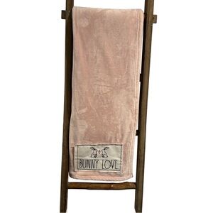 Rae Dunn "BUNNY LOVE" Pink Plush Throw Blanket - Easter/Spring Decor